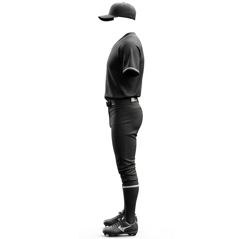 Sleek Black & White Baseball Uniform Set view 3