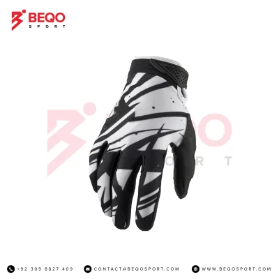 Black And White Lining Motocross Gloves