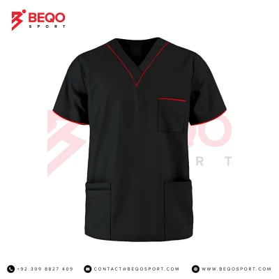 Black Scrub with Red Piping for Men