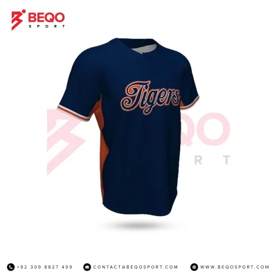 Blue and Orange Baseball Two Button Jersey