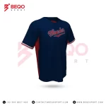 Blue and Red Baseball Full Button Jersey