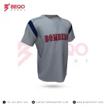 Grey and Blue Stripe Baseball Two Button Jersey