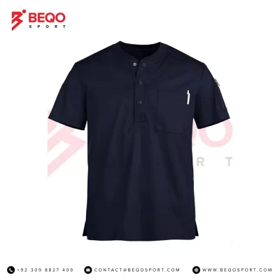 Navy Blue Scrubs with Front Buttons