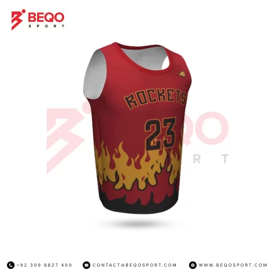 Red Basketball Jersey Crew Neck