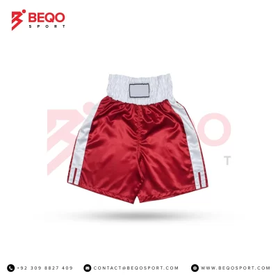 Red and White Boxing Shorts with Muay Thai