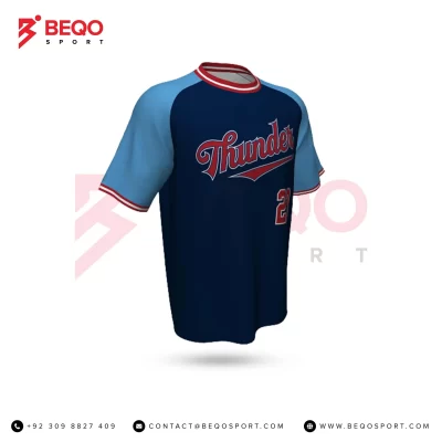 Skyblue and Blue Baseball Short Sleeve Jerseys
