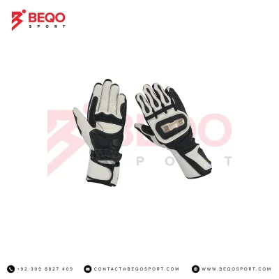 White And Black Motorbike Gloves