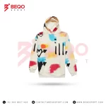 White Hoodie with Abstract Art Printing