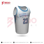 White and Skyblue Basketball Crew Neck Jersey